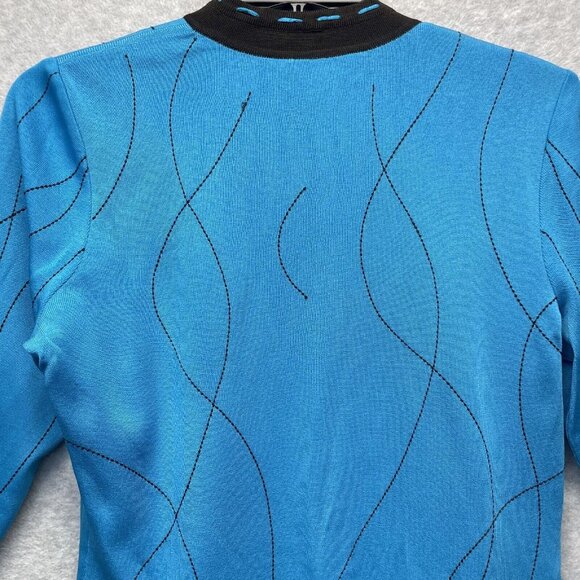 Ming Wang Knit Twin Set Womens Size Small Bright Blue Cardigan Tank Top 2-Piece - Picture 6 of 15